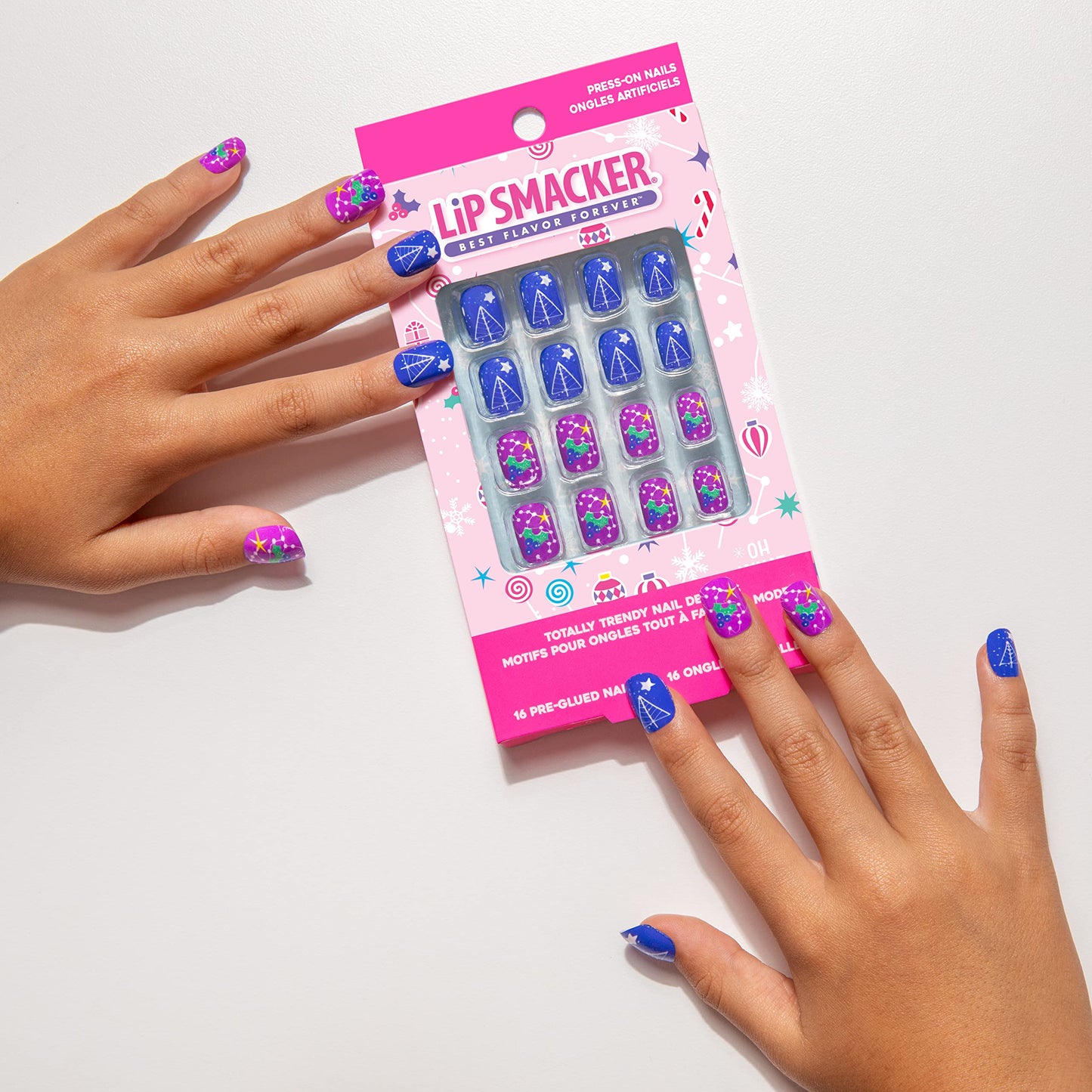 Lip Smacker Unicorn Holiday Press On Nails Stocking Christmas Gifts For Girls Kids (Pack of 2)