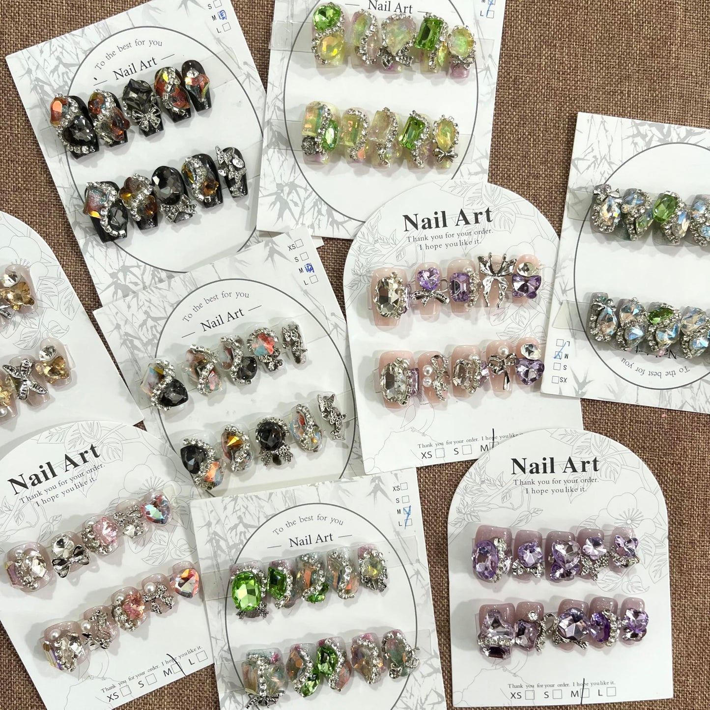 2Packs (20Pcs) Short Press on Nails Mystery Box Random Handmade Nails Manicure Charms Fake Nails Art Nail Kit press on nails for Women Party Holiday Photo Size L 1.5-2.5CM