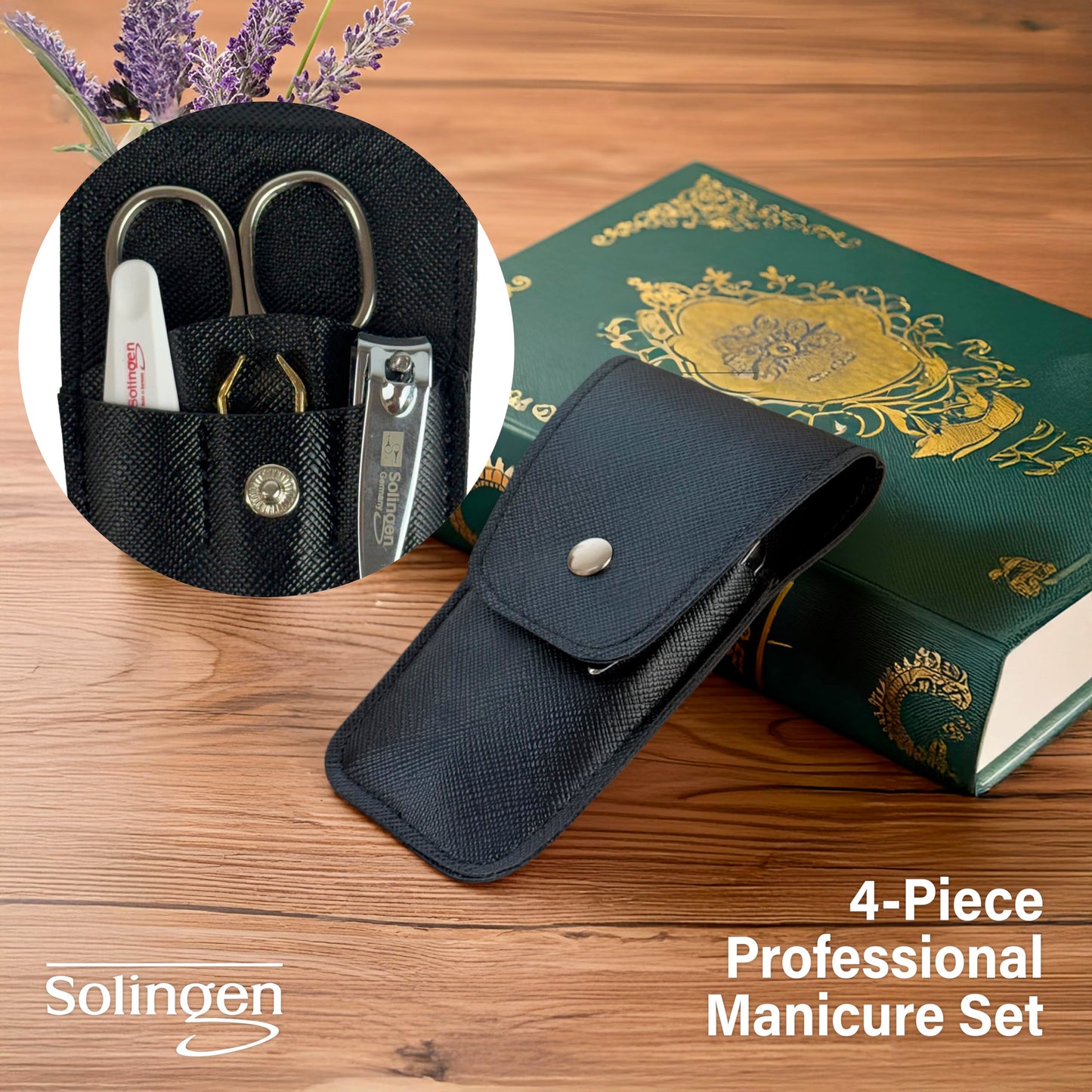 Solingen Manicure & Pedicure Set, Men Women Finger and Toe Nail Clippers Set Professional Manicure Pedicure Kit, Stainless Stell, Eyebrow Tweezers, Scissors, Sapphire Nail File with Travel Case