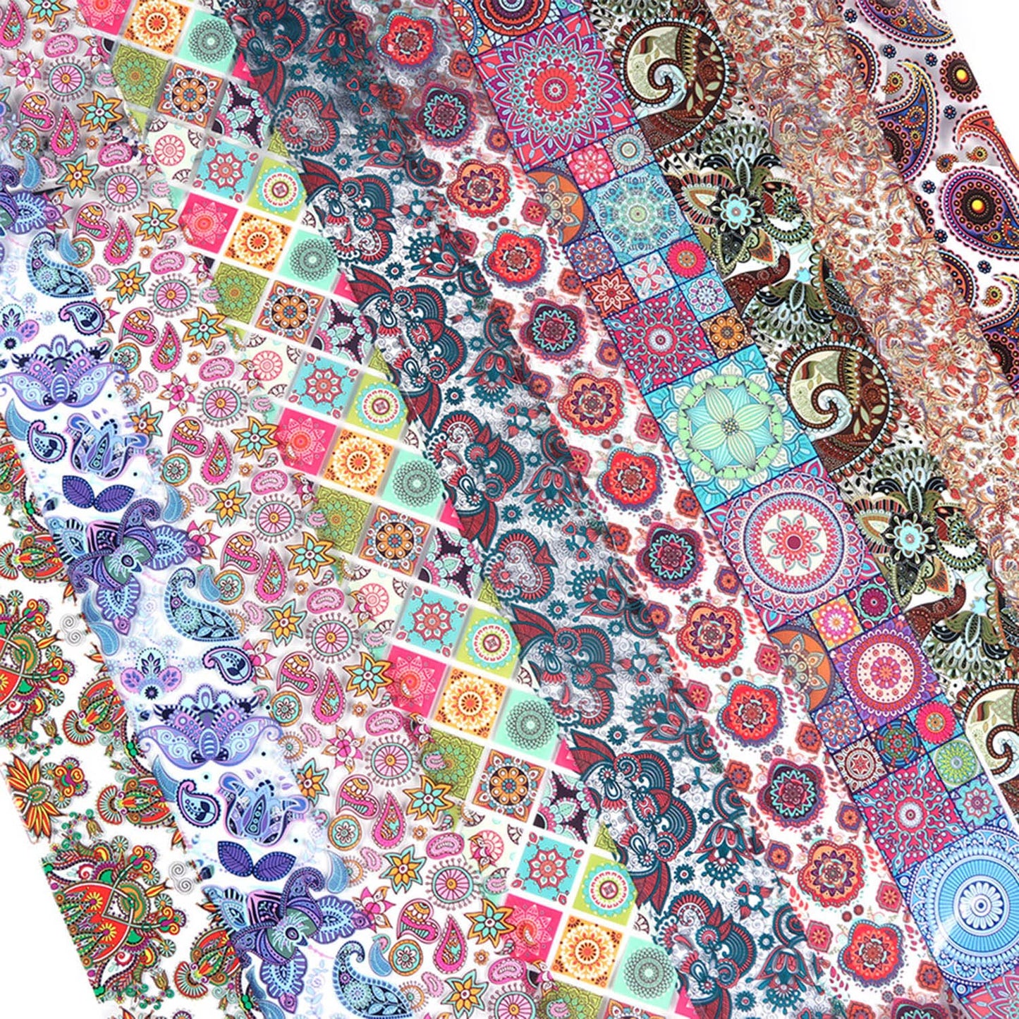 Holographic Nail Foil Transfer Stickers - Colorful Geometry Flowers & Acrylic Nails Decals for Women & Men Manicure
