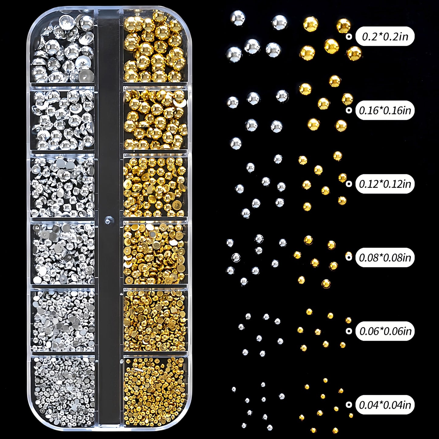 2Box Star Nail Charms for Nails Art 3D Gold Star Nail Charms Metallic Silver Studs Rhinestones Stars Nail Jewelry Decorations Small Round Caviar Beads Nail Supplies for Women Acrylic Manicure Salon