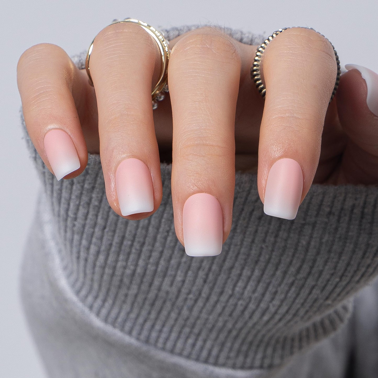 CurvLife Soft Gel Press On Nails Square, Long-Lasting Reusable Fake Nails Kit with Glue & Tabs, 30pcs Salon-Quality Stick On Nails for Women At-Home Manicure (Misty Nude)