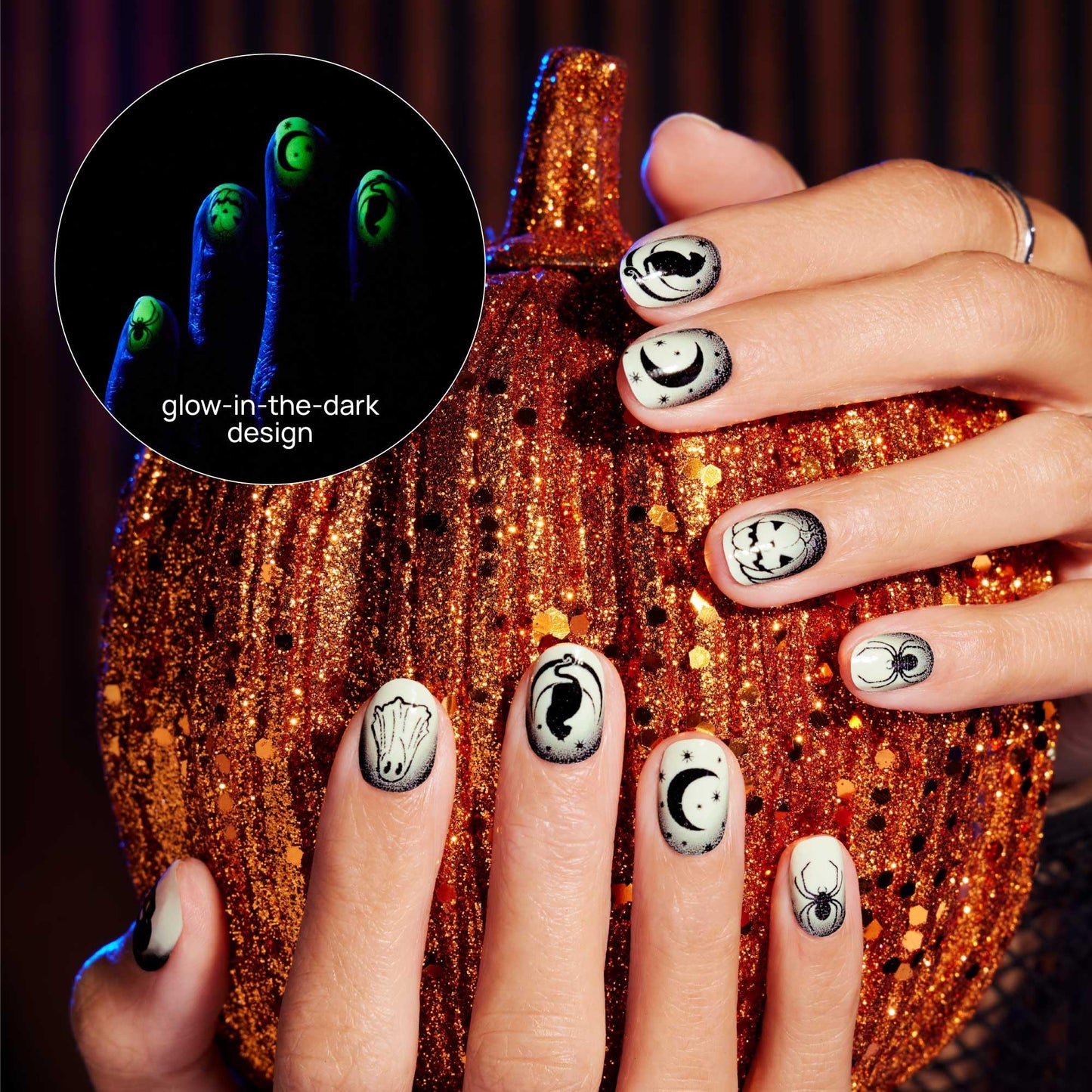 Color Street - Midnight Fright Nail Polish Strips - Real Nail Polish Stickers for Costume, Cosplay, Party & Festival Looks - 16 Double-Ended Strips