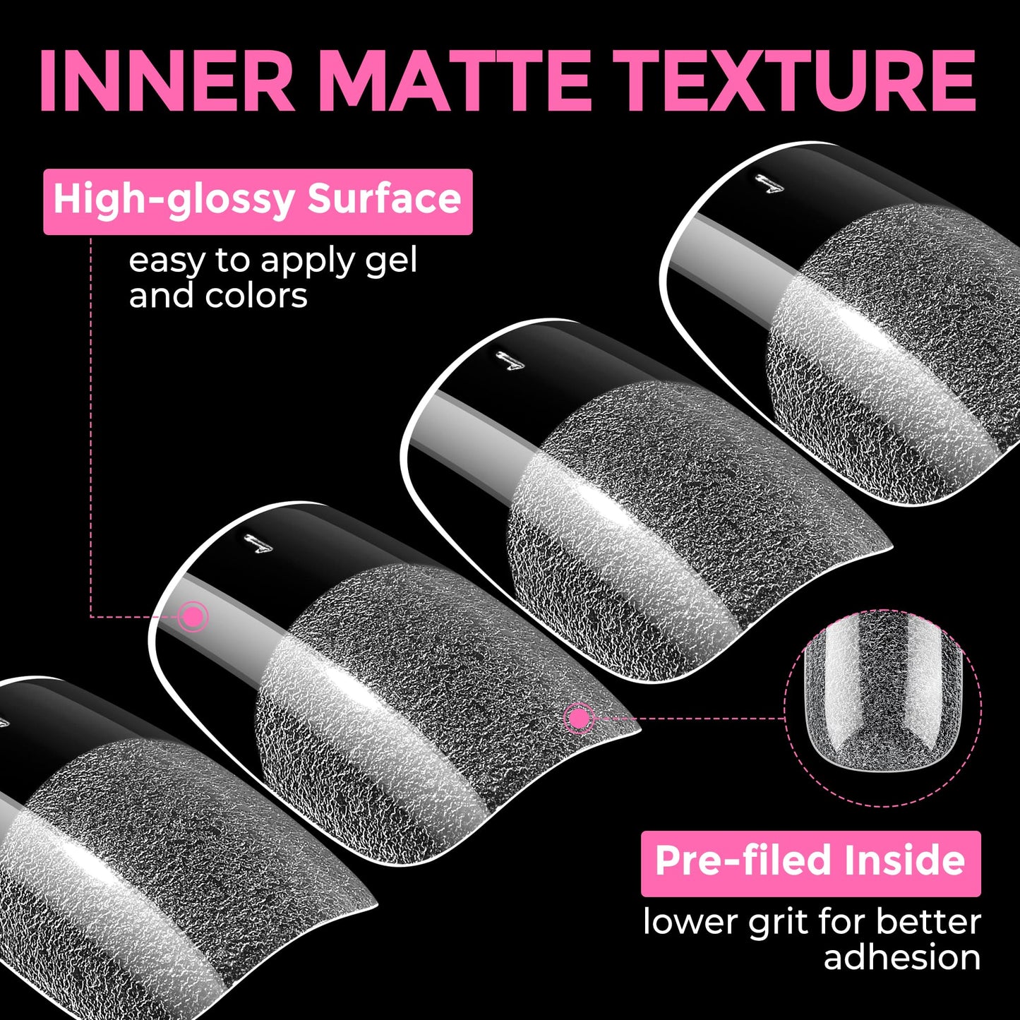 UNA GELLA Short Square & Squoval Nail Tips 216pcs Pre-Etched Short Square Round Oval Press on Nails Squoval Clear Acrylic Fake Full Cover Gel Nails Tips for Nail Extensions Home DIY Salon 12 Sizes
