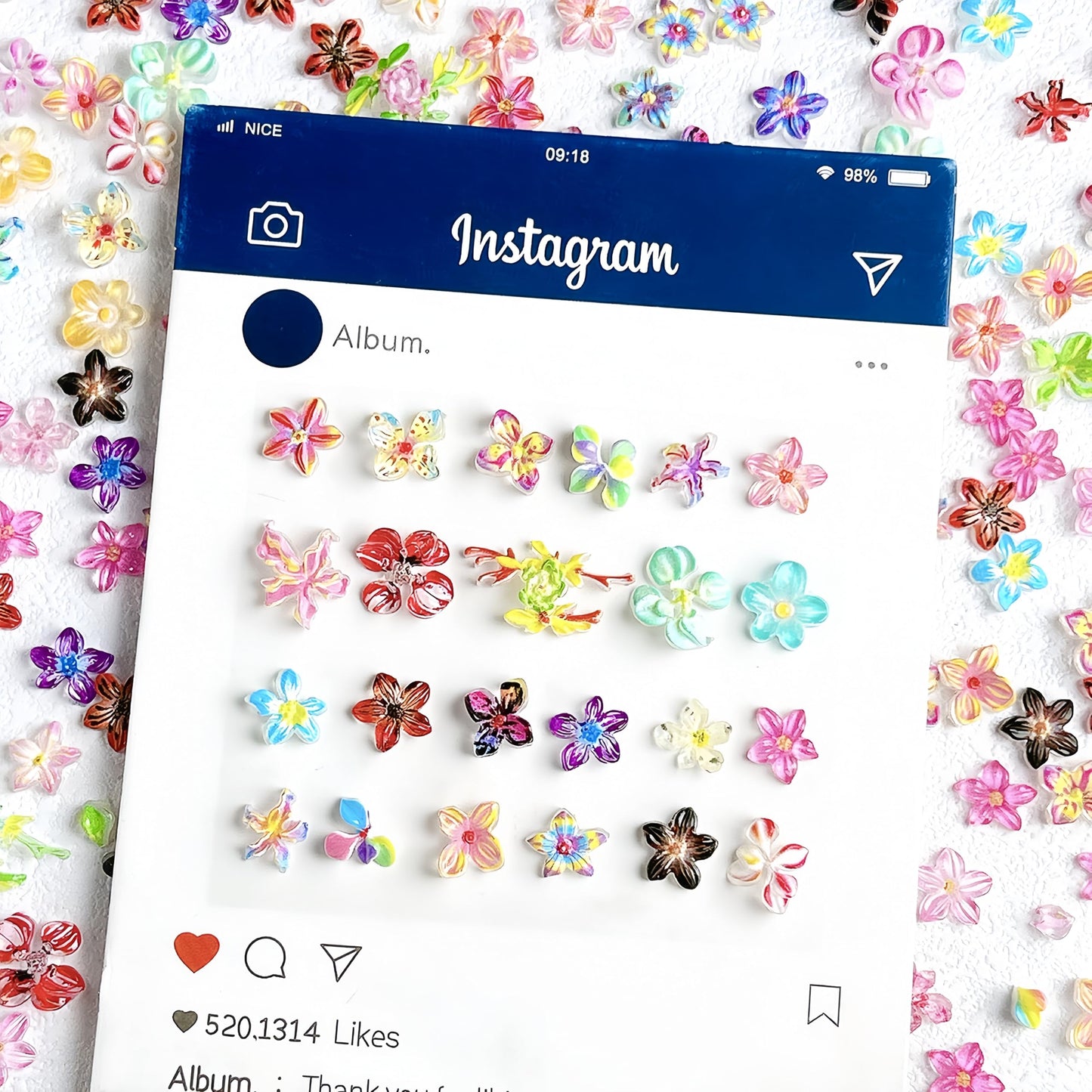 120Pcs Flower Nail Charms 3D Colorful Flowers Nail Rhinestones Cute Hibiscus Nail Gems Summer Floral Nail Jewelry Hawaiian Flower Nail Art Charms Vacation Flowers Nail Design for Women Manicure Supply