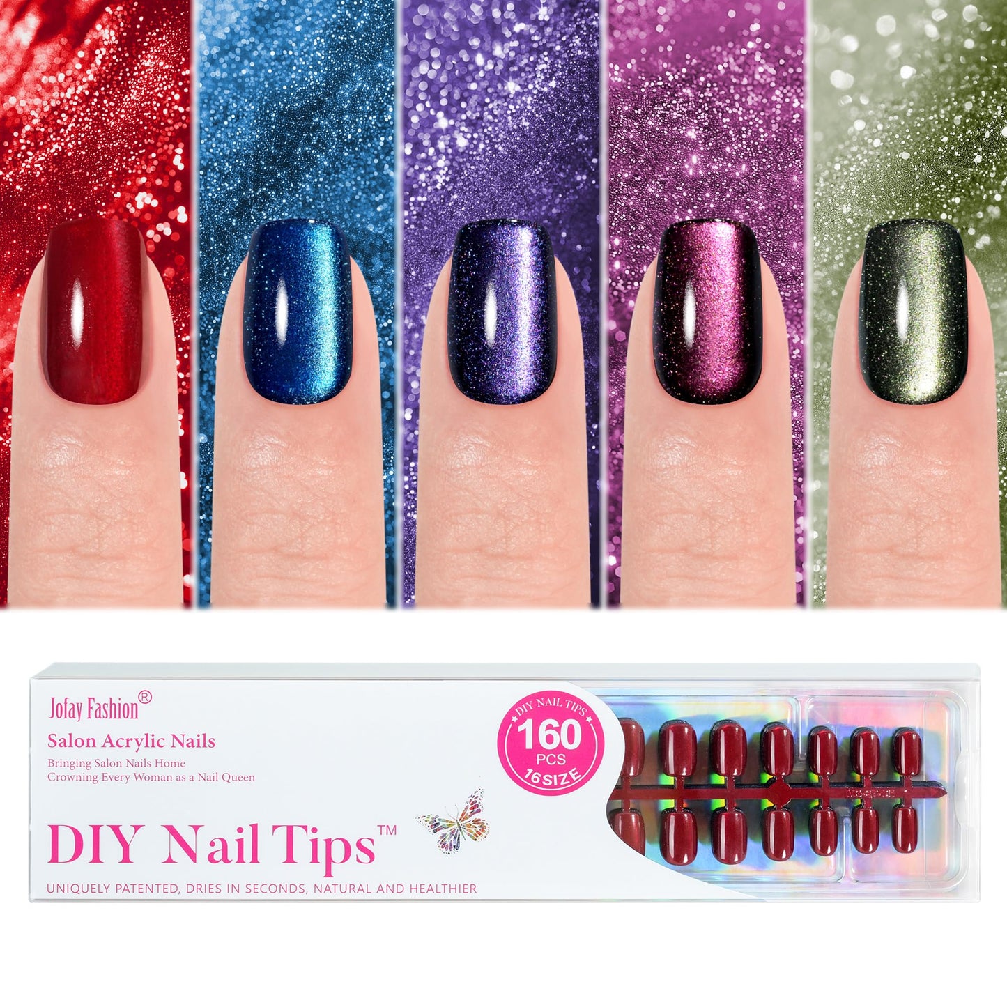 Two cat eye press-on nail sets