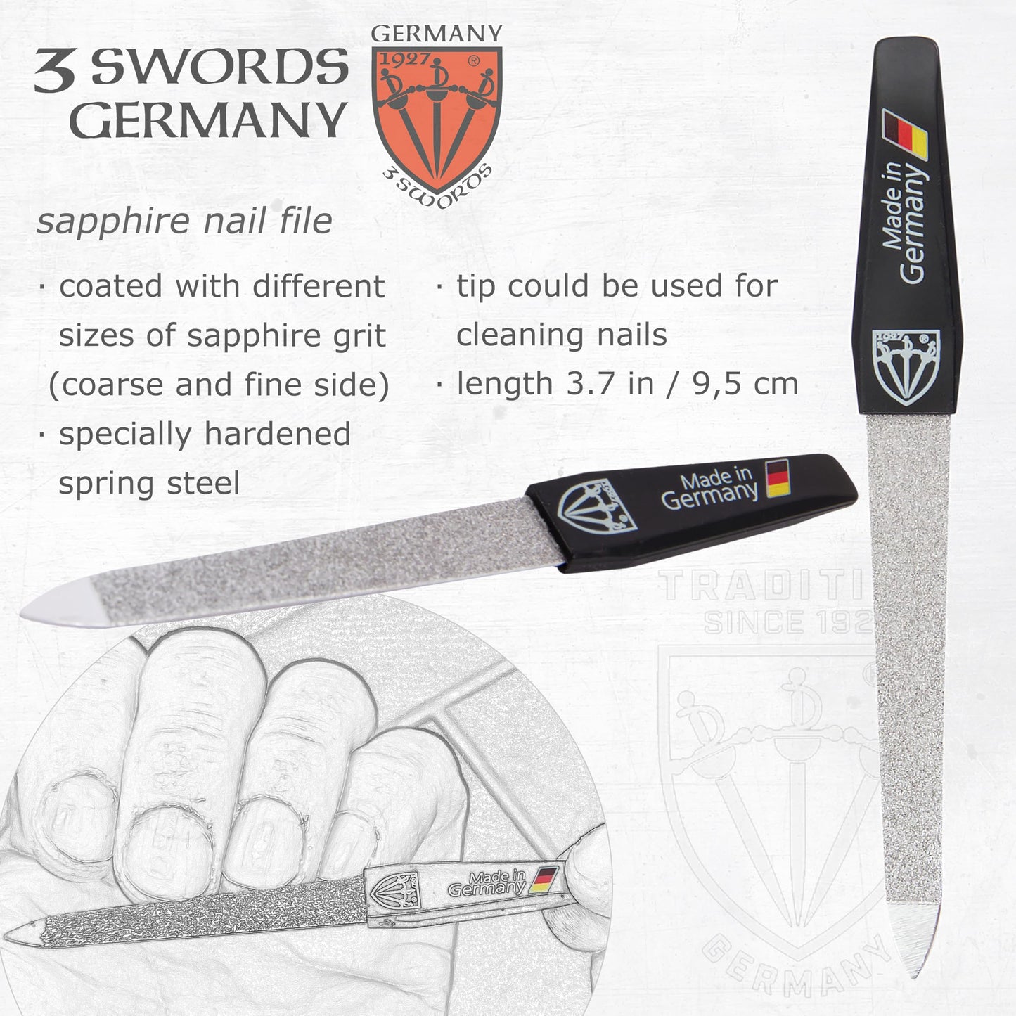 3 Swords Germany – Brand Quality fingernail & toenail Clipper, Manicure, Pedicure Nail Care by with Metal Nail File and case, red Edition