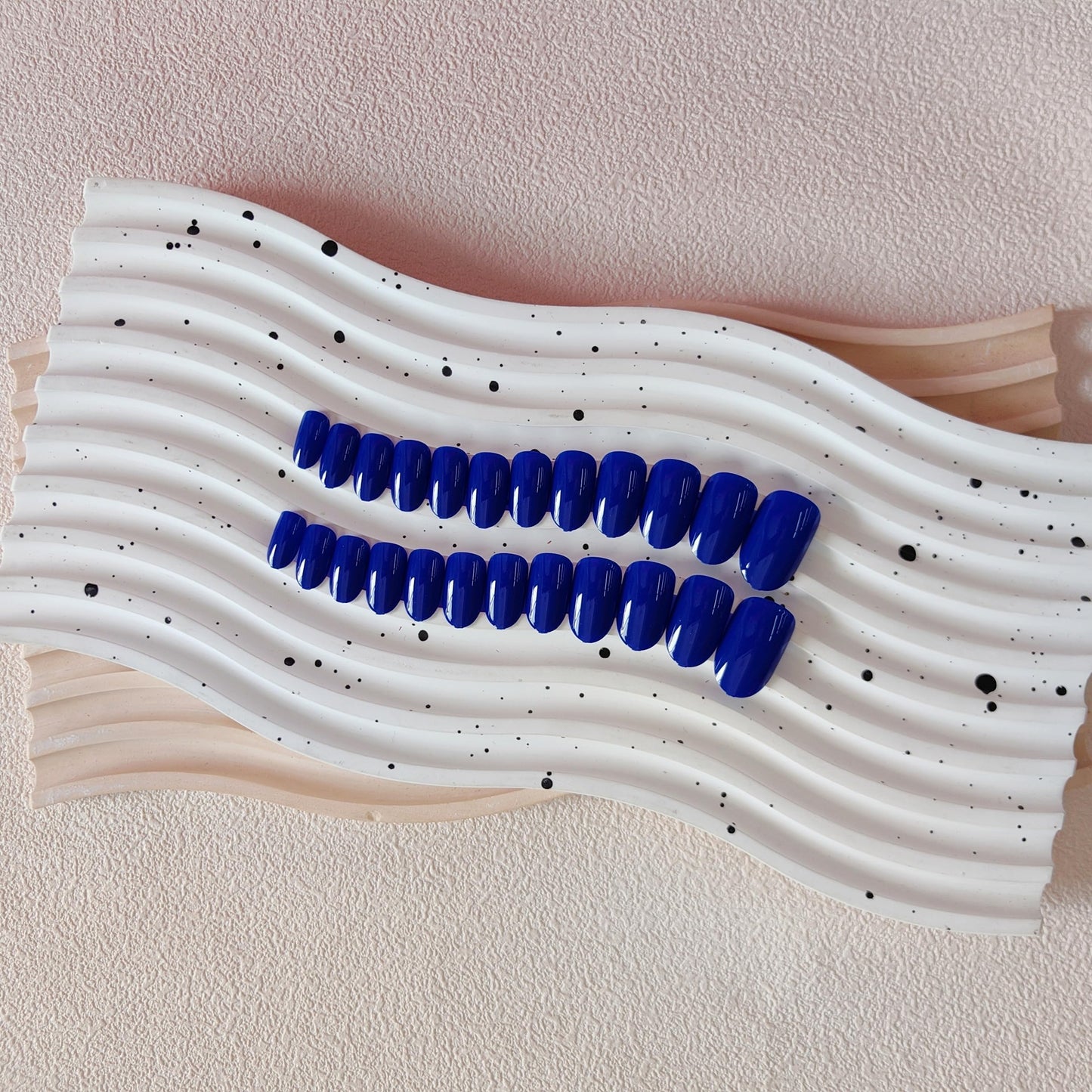 KQueenest Upgrade Thick Acrylic Press on Nails Short Oval, Royal Blue Fake Nails for Women Daily Wear, UV Cover Acrylic Nails Press on Short Almond, Natural Fit Reusable Glue on Nails in 24 Pcs