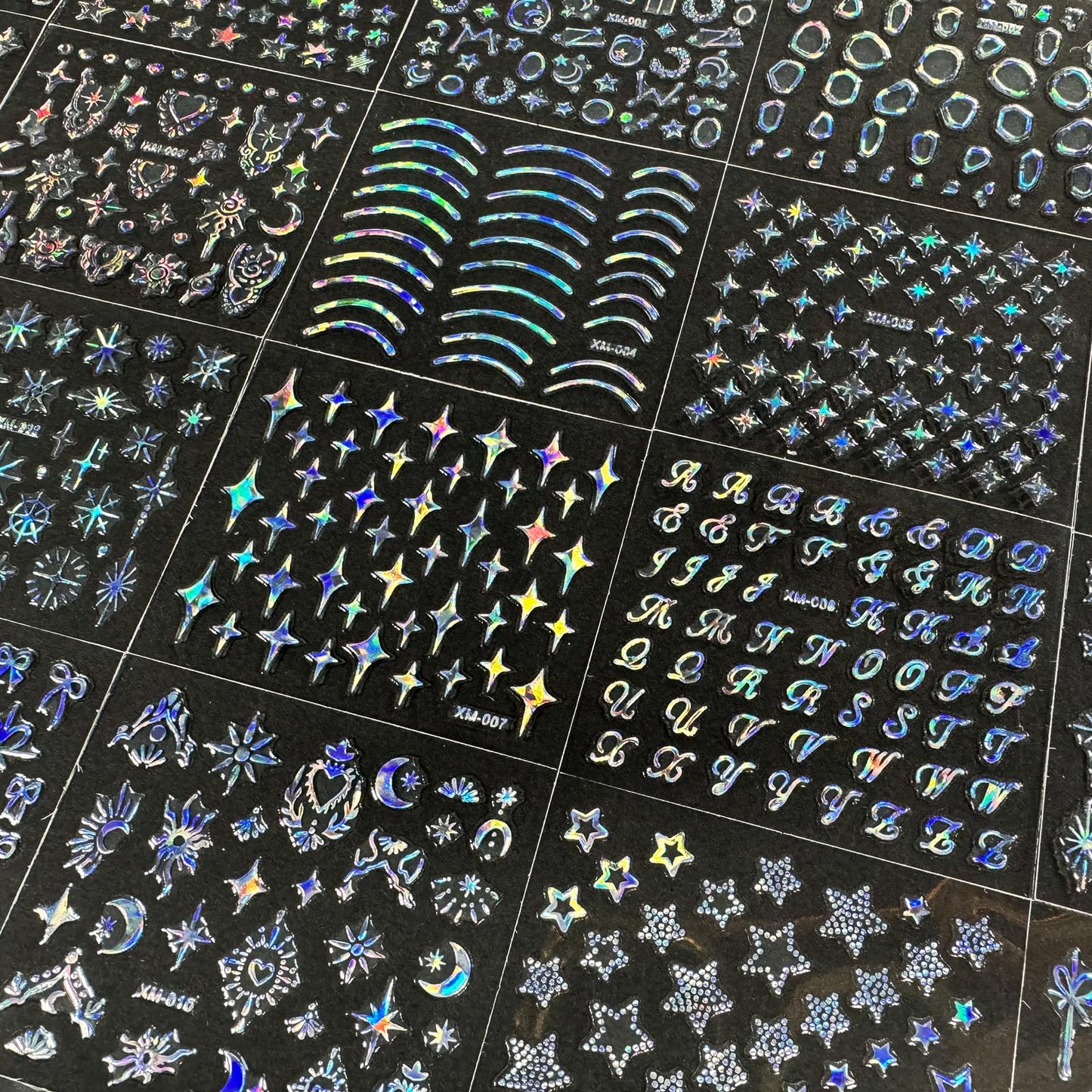 30 Sheets Star Nail Art Stickers Aurora Star Line 3D Self Adhesive Nail Stickers for Nail Art Moon Stars Nail Decals Heart Nail Supplies for Women and Girls Manicure DIY Decoration