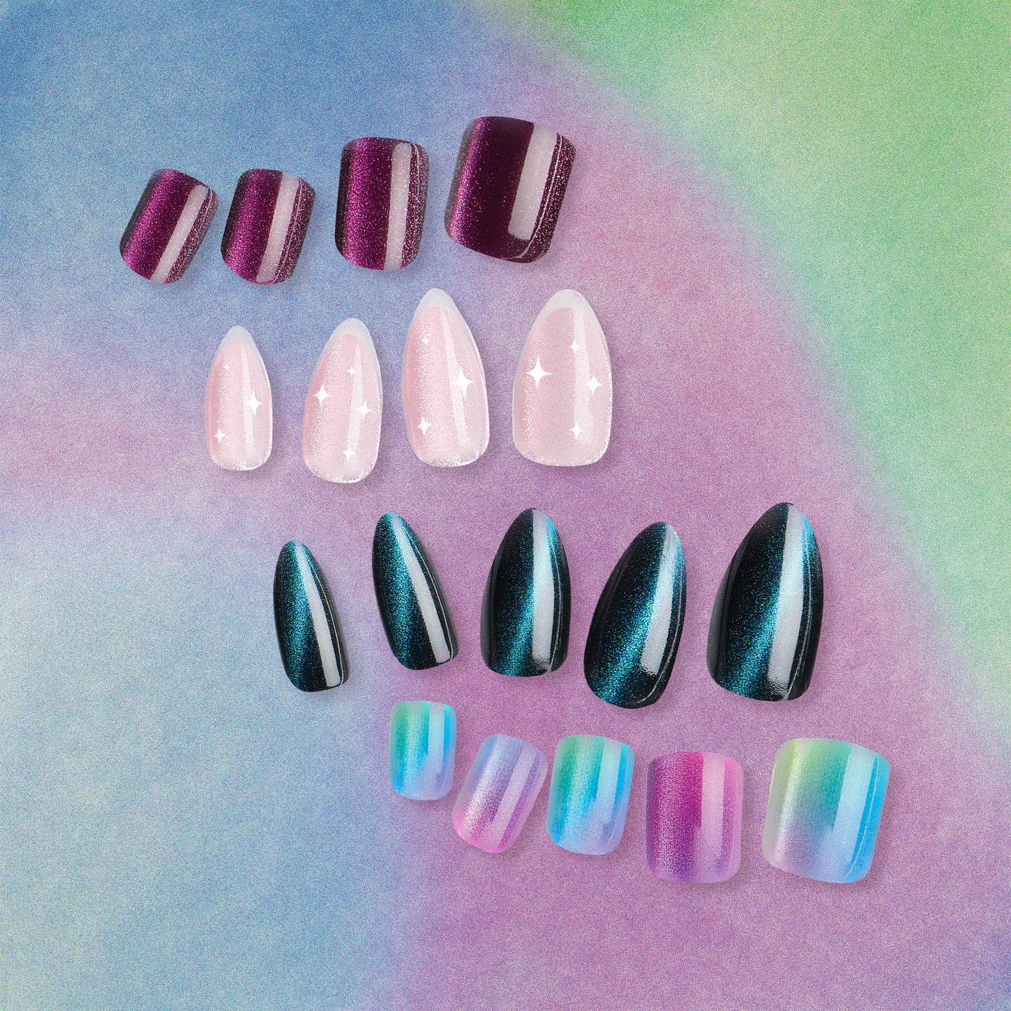 Sally Hansen Salon Effects Perfect Press-On Nails | Almond Shape | Easy to Apply, Non-Damaging | 30 Nails, Nail Glue, Adhesive Tabs, File | Sapphire Spin