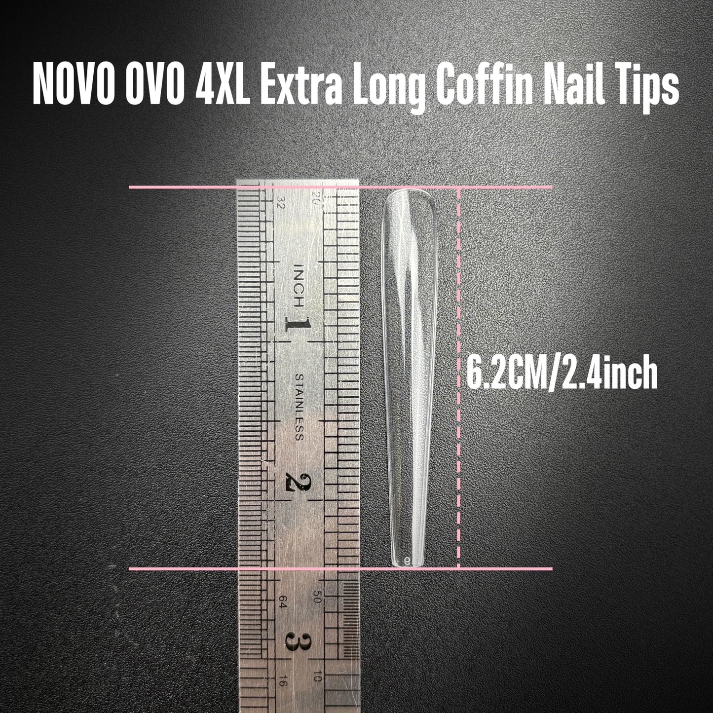 NOVO OVO 4XL Extra Long Coffin Nail Tips (Clear, 120Pcs) - Soft Gel Gel X Style Full Cover False Nails, Super Long Ballerina Acrylic Fake Nail Tips for Press on Extension, DIY Salon (12 Sizes)